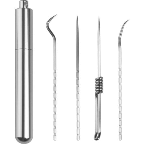 Stainless Steel Toothpick Set With Portable Toothpick Holder Outdoor Household Travel Seal Storage Container Box Case