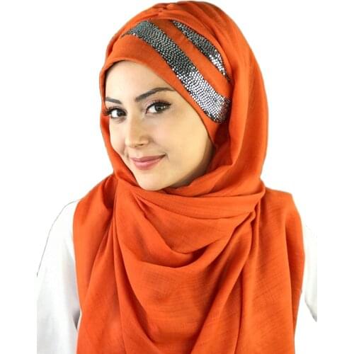 2021 New Fashion Hijab Women Muslim Scarf Hat FoulardSilver Sequin Sequined Asymmetrical Detailed Open Tile Ready Shawl
