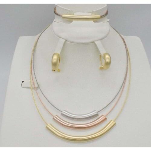 New High Quality set Dubai African Gold color 3color set Fashion Wedding Bridal Costume Jewelry Sets party Wedding