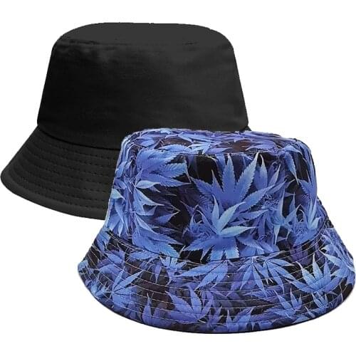 Bucket Hat Maple leaf Print Panama Mens Hat Double-Sided Printed Beach Headwear Women Fishermans Hat Harajuku Cap Summer Hat