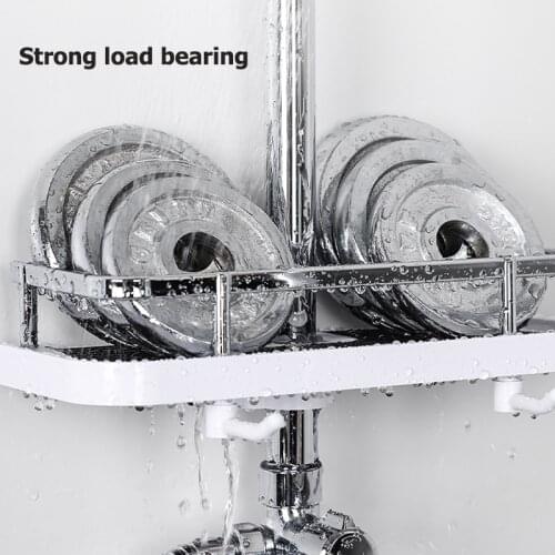 Shower Storage Rack Bathroom Pole Shelves Holder Detachable Tray Rack Organizer Shampoo Tray Single Tier Shower Head Holder