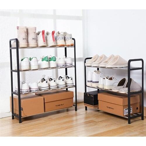 Shoe Rack Aluminum Metal Standing Convenient Shoe Rack DIY Shoes Storage Shelf Home Organizer Accessories Black Silver Tools