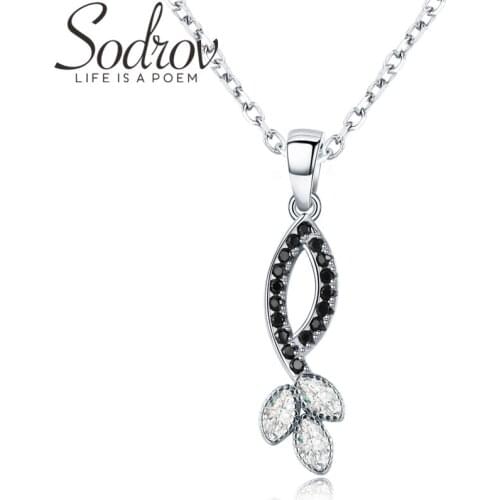 SODROV Classic 925 Sterling Silver Necklace for Women Black Spinel Pendants Necklaces Silver 925 Jewelry Girl Gift K003