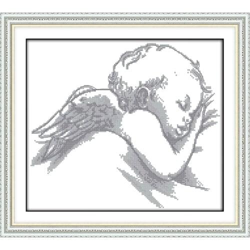 A sleeping little angel cross stitch kit aida 14ct 11ct count printed canvas stitches embroidery DIY handmade needlework
