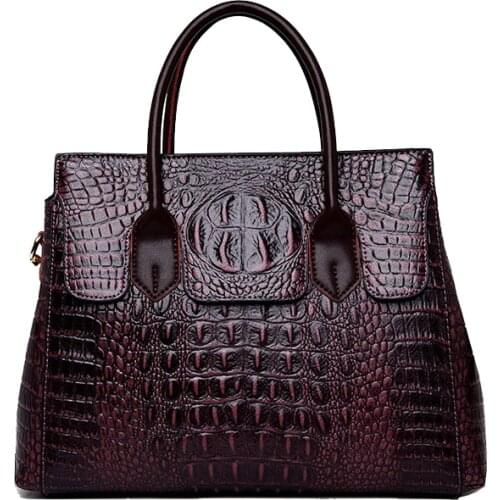 ICEV Fashion Top Handle Bags Luxury Crocodile Pattern Womens Messenger Bags Designer High Quality Leather Handbag Office Clutch