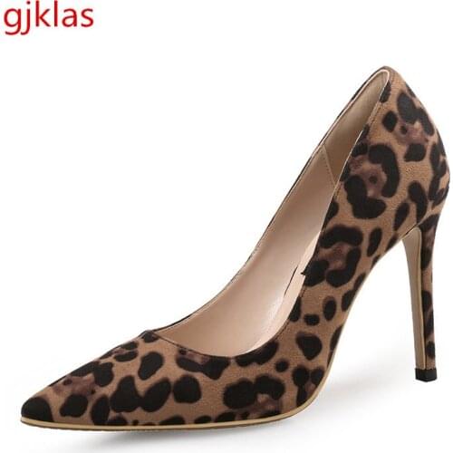 Pointed Toe High Heels 6/8/10cm Leopard Print Sexy Shoes Women Pumps Big Size Comfy Cosy Dress Woman Party High Heel Ladies Shoe