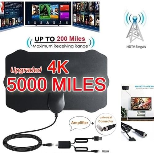 4K Ultra HD Signal Amplifier Digital TV Antenna HDTV 5000 Miles With Amplifier VHF/UHF Quick Response Indoor Outdoor Aerial Set