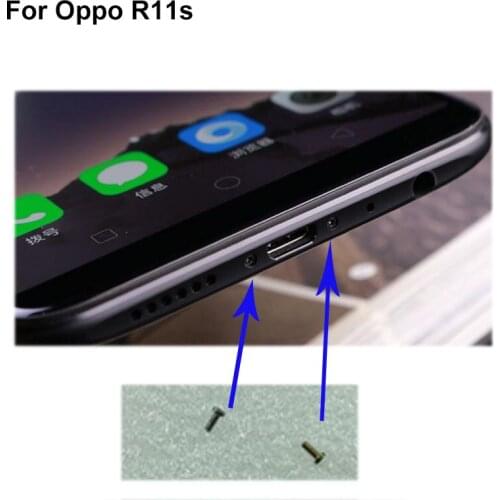 2PCS silver For Oppo R11s R 11s Buttom Dock Screws Housing Screw nail tack For Oppo R11s R 11s Mobile Phones
