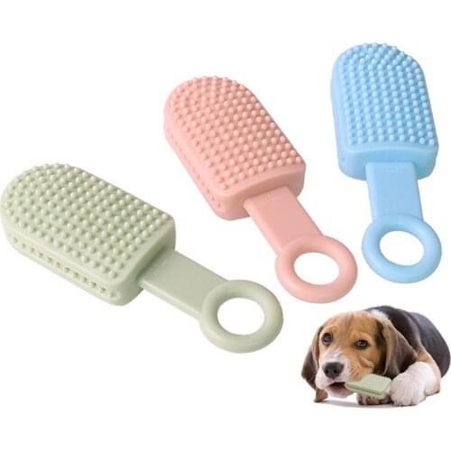 Popsicle Shape Dog Brushing Stick Durable Pet Molar Biting Toys Puppy Clean Teeth Dental Care Doggy Trainging Massage Toothbrush