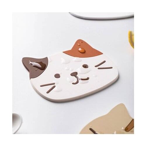 1pcs High quality Cat Shaped Tea Coaster Cup Holder Mat Coffee Drinks Drink Silicon Coaster Cup Pad Placemat Kitchen Accessorie