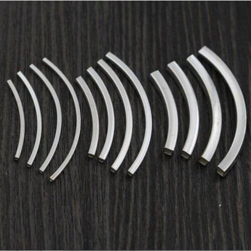 100% 925 Silver Beads Sterling Square Tube Beads DIY Bracelet Beads Jewelry Findings