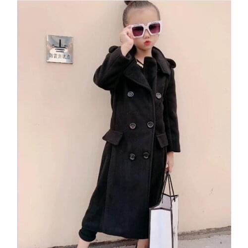 2020 Korean style fashion girls woolen coat full sleeve winter girls coat 3-8t F804