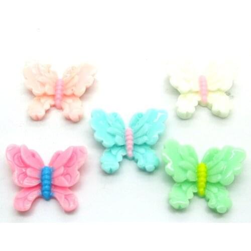30Pcs Mixed Resin Butterfly Decoration Crafts Flatback Cabochon Scrapbooking Fit Hair Clips Embellishments Beads Diy