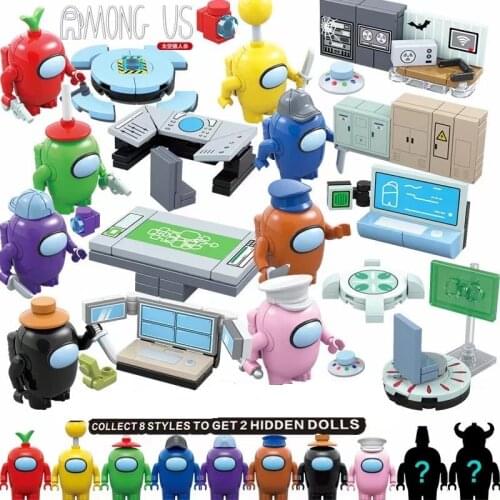 8Pcs/lot Among Us Toy Game Series Action Figures Space Alien Peluche set Building Blocks Classic Model Bricks Kids Kits Tron