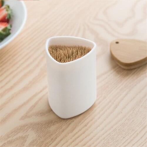 White Simple Bamboo Bamboo Cover Toothpick Holder Personality Toothpick Box Mini Storage Jar Organizer Home Table Decoration New