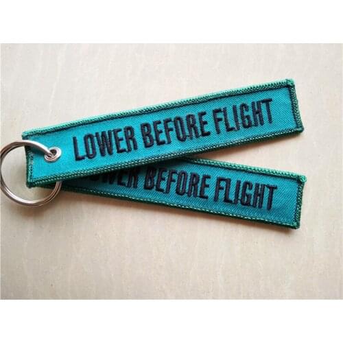 Lowered Before Flight Aircraft Fabric Embroidery Keychian Key Tags