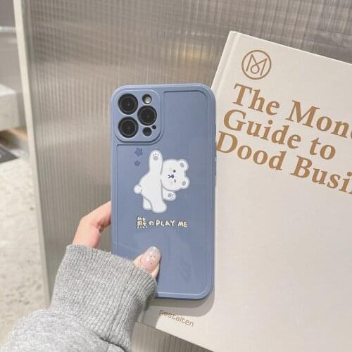 Phone case mobile shell for iphone11 XR XS 7/8/SE 2020 11pro Xs 7p/8plus X/Xs 12pro max 12mini cute Side bear hot sale new blue