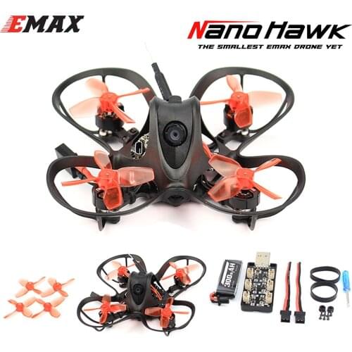 EMAX Nanohawk 65mm 1S Whoop FPV Beginner Indoor Racing Drone BNF FrSky D8 Runcam Nano3 Camera 25mw VTX 5A Blheli_S 5.8G FPV Glas
