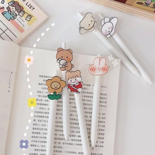 Sharkbang 1PC 0.5mm Kawaii Bear Black Ink Gel Pen Press Type Writing Pen Ball Pen Kids Gift School Office Stationery Accessories