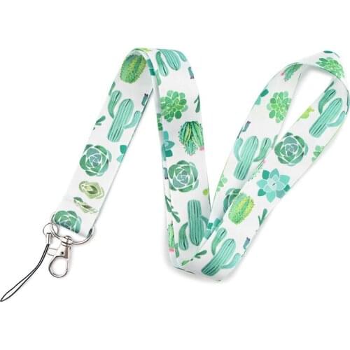 Cactus Watercolor Painting Lanyards Keychain Soft Webbing Neck Straps for Keys ID Card Gym Pass Mobile Phone Hanging Rope Lariat