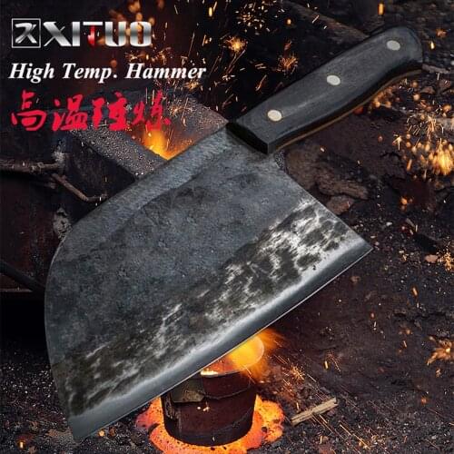 XITUO Chinese Chefs Knife Cleaver Hard and Sharp Wide Blade Humerus Cut Meat Sliced Fish Fillets Slaughter with Full Handle NEW