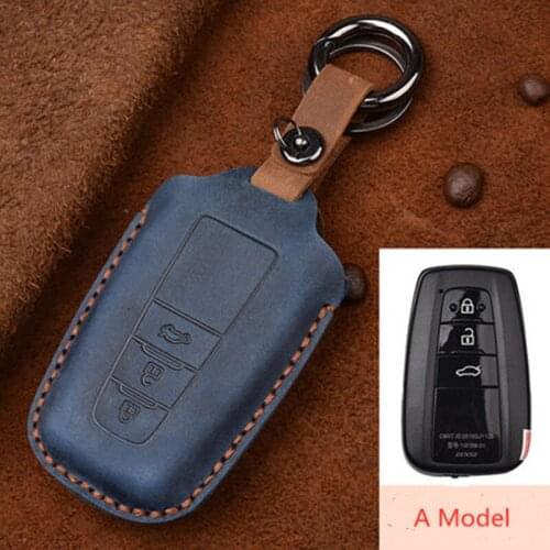 Leather Car key cover 3 Button keyless Case For Toyota Camry CHR Prius Corolla RAV4 Prado 2017 2018 2019 keychain House