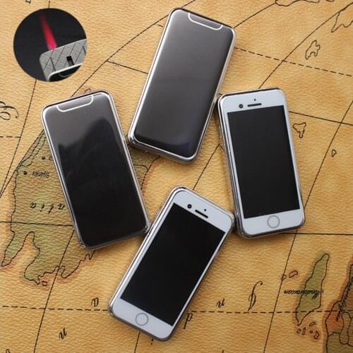 Creative mobile phone windproof sliding closure inflatable butane gas cigarette lighter turbo torch Jet flame igniter(No fuel
