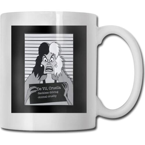 Cruella Mugshot Dalmatian Dog Hips R Indie Film Jail Sketch Top 100 Cotton O M Music Halloween Different Mug Cup