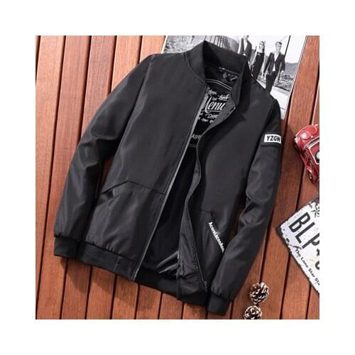 Spring Autumn Mens Bomber Jackets Male Casual Stand Collar Solid Coats Men Outwear Windbreaker Jackets Clothing 4XL,YA844