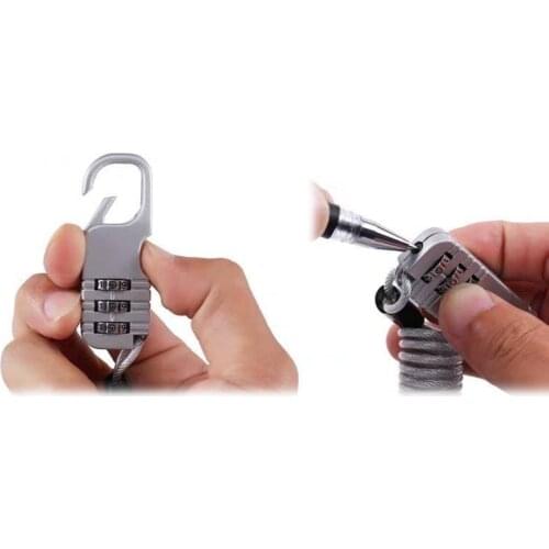 Random Color Mini Bike Lock Fold Backpack Cycling Helmet Bicycle Cable Lock 3 Digit Combination Anti-theft Bike Bicycle Lock