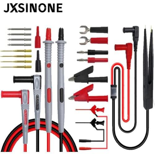 JXSINONEMultimeter Test Leads Kit 21PCS Electrical Test Cables with Alligator Clips Test Hook Clips SMD Test Probe Tweezer Leads