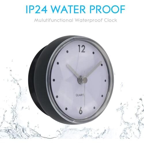 Bathroom Wall Clock Waterproof IP24 Clock with Suction Cup Bathroom Watch Acrylic Face Suction Clock for Shower Washroom Kitchen