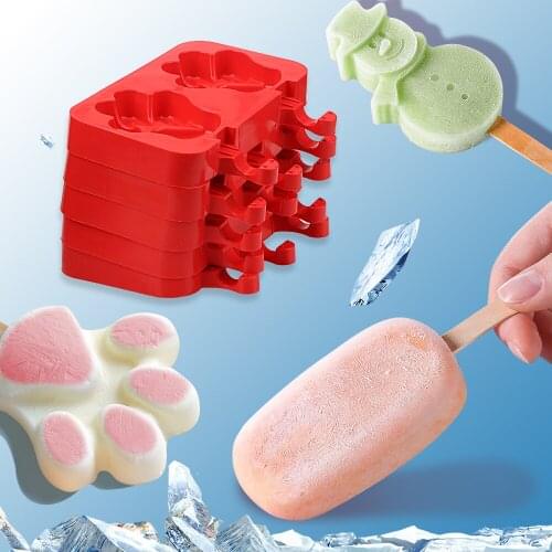 NICEYARD Lovely Ice Cream Jelly Popsicle Popsicle Maker Mould Cartoon Pop Tray Silicone Mold with 20 Pcs Sticks