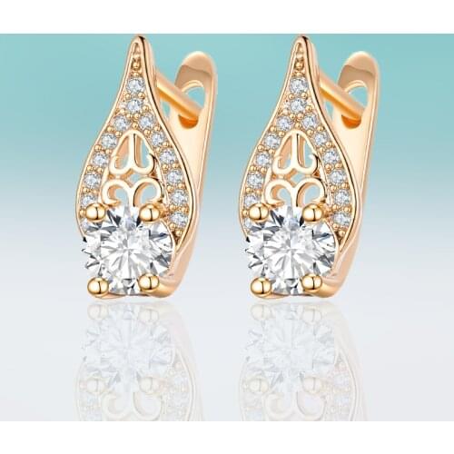 New Classic Small Hollow Gold/Silver Color Mosaic Cubic Zirconia Stud Earrings for Women Jewelry Wedding Party Gift High Quality