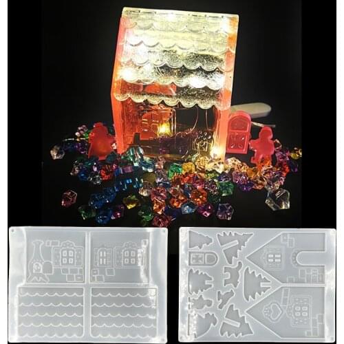 New DIY Silicone Christmas House Castle Mold Epoxy Resin Jewelry Making Tool Set