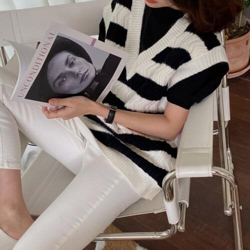 New Loose Sleeveless Sweater Spring Autumn Women Vest Sweaters Knitting Vest Joker Knitted Vest Wool Oversize Girls Pullover