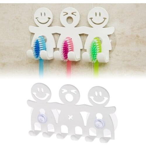 Oothbrush Holder Wall Mounted Suction Cup 5 Position Cute Cartoon Smile Bathroom Sets