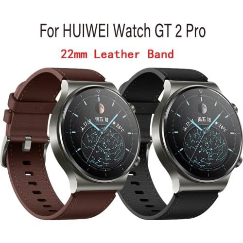 22mm Leather WatchBand Strap For HUAWEI Watch GT 2 Pro GT2 2e Bracelet For Samsung Galaxy Watch 46MM 3 Gear S3 Amazfit GTR 47mm