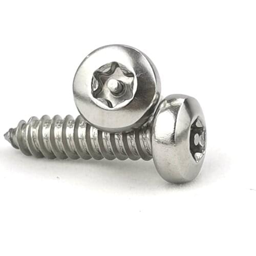 100pcs/lot M2 M2.6 M3 Stainless Steel Pan Head Torx With Pin Round Six Lobe Security Self Tapping Screw