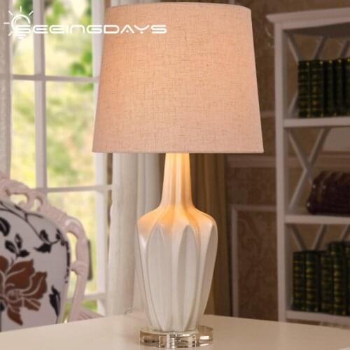 Mediterranean European Crystal Ceramic Table Lamp for Bedroom Bedside Lamp American Country Table Lamp Modern Bedroom Lamp
