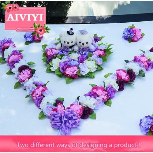 Wedding Car Decoration Flower Bridal Sedan Car Decoratative Car Simulation Decorative Flowers Set wedding car decoration heart