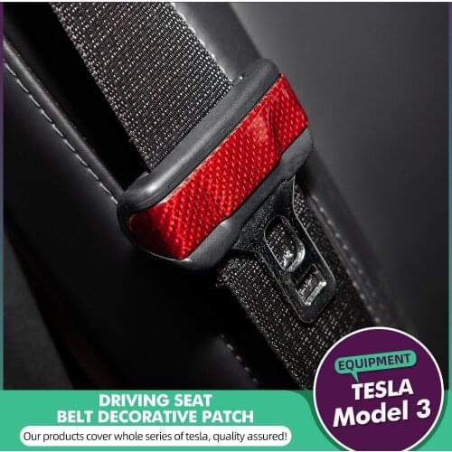 New Decorative patch for Tesla Model Y Model 3 Model X Model S Real Carbon Fiber Driving Seat Belt Decorative Patch 2PCS/Set