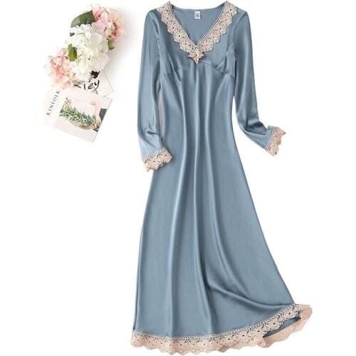 Spring Summer New Women Sleep Dress Satin Nightwear Faux Silk Bathrobe Sexy Kimono Gown V-Neck Nightgown Sleepwear Lingerie
