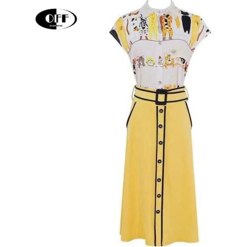 Fashion Korean office style dresses elegant floral shirts tops and midi skirts women two piece set suit outfits femme 2piece top