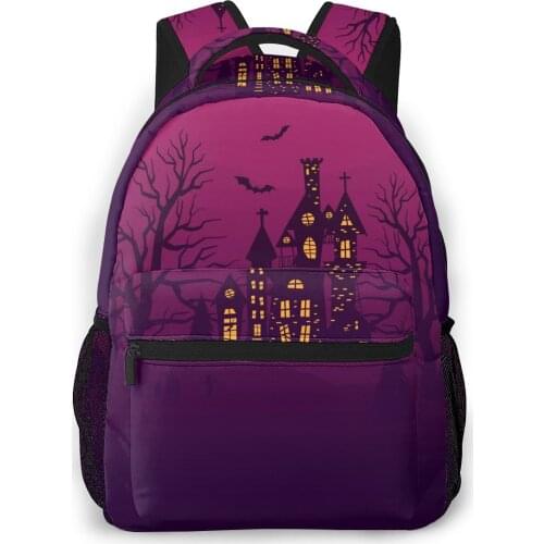 Backpack Women Shoulder Bag For Teenage Girls Night Clouds Scary Castle Bagpack Female Ladies School Backpack
