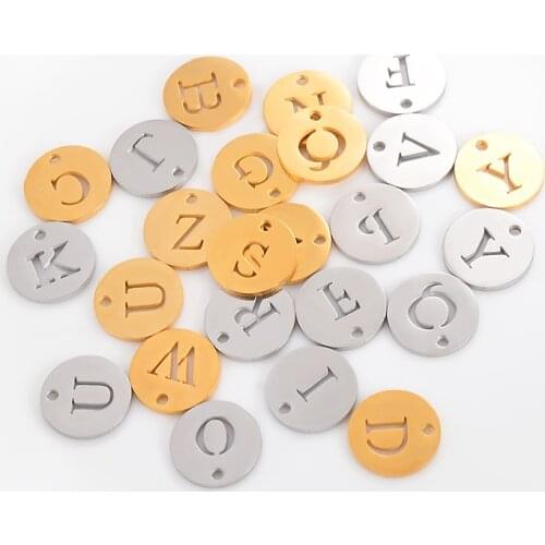 10 pcs/26 Pieces/Set 12MM 3 Colors Stainless Steel Alphabet English Letters Charms Pendants Diy Making Jewelry Accessories