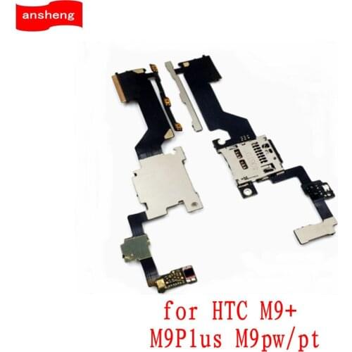 10PCS New Power Volume Sensor and SD Memory Card Slot Socket Holder Flex Cable For HTC M9+ M9Plus /M9 M9e Replacement Part