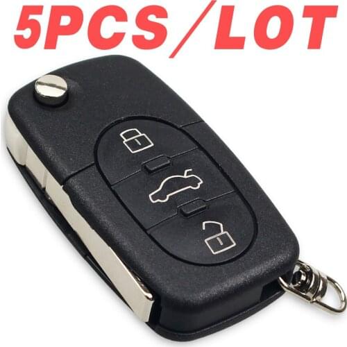 5PCS/LOT For Audi A3 A4 A6 A8 B5 TT RS4 Quattro 1994 - 2004 Old Models 433Mhz ID48 Chip HU66 Blade Car Remote Flip Key 3 Buttons