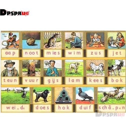 Dpsprue Full Square/Round Diamond Painting Cross Stitch Diamond Dutch alphabet 3D Embroidery DIY 5D Moasic Home Decor Gift SU01