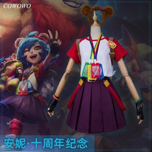 Anime! Game LOL Annie Hastur the Dark Child 10th Anniversary Lovely Suit Uniform Cosplay Costume For Women NEW Free Shipping